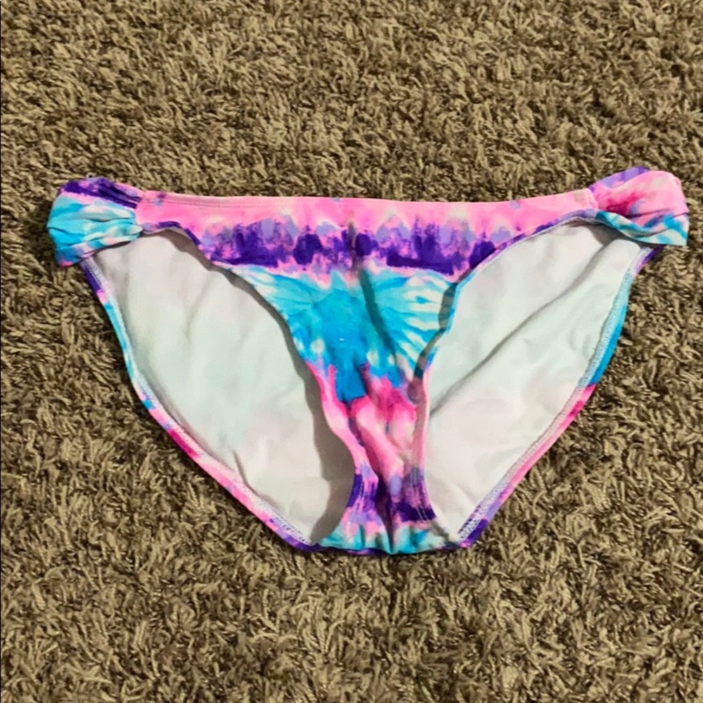 Pink purple and blue tie dye bikini bottoms